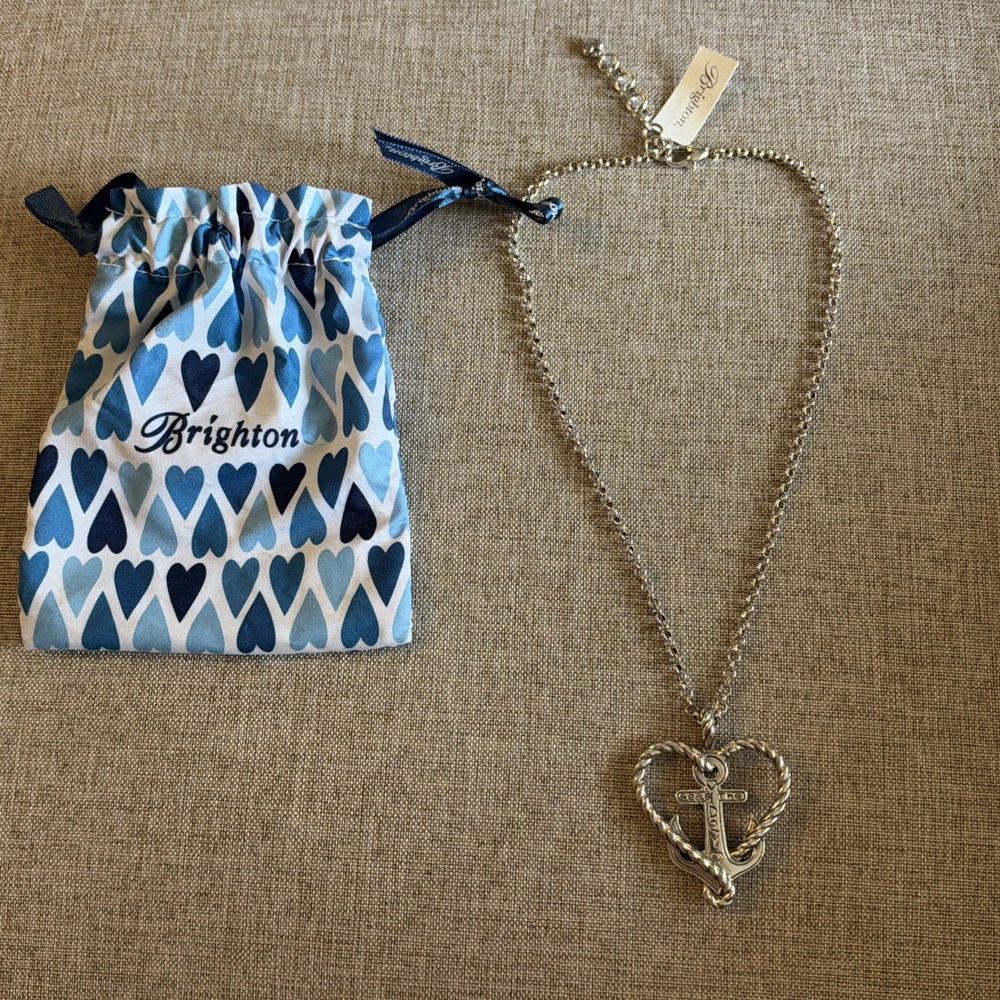 Brighton Seas The Day Anchored In Love Anchor Heart Silver Necklace D30011 NWOT
